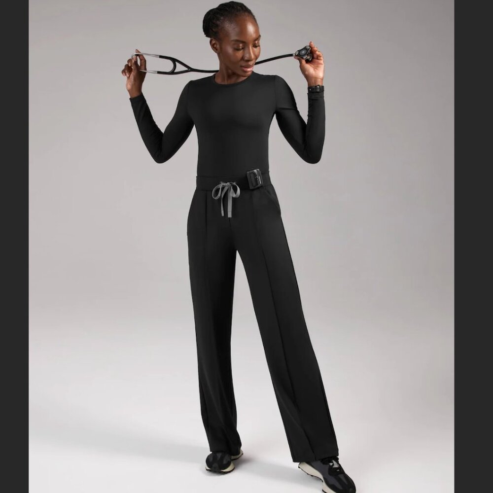 NWOT FIGS PIEDRA HIGH WAISTED STRAIGHT LEG FORMX SCRUB PANTS--XSMALL--BLACK